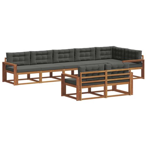 Комплект дивани за открито 8 pcs Натурален и Антрацит