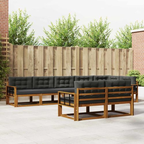 Комплект дивани за открито 8 pcs Натурален и Антрацит