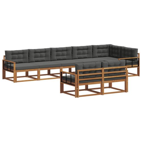 Комплект дивани за открито 8 pcs Натурален и Антрацит