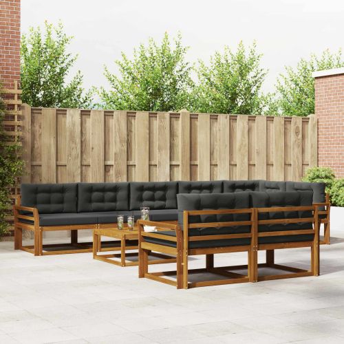 Комплект дивани за открито 9 pcs Натурален и Антрацит