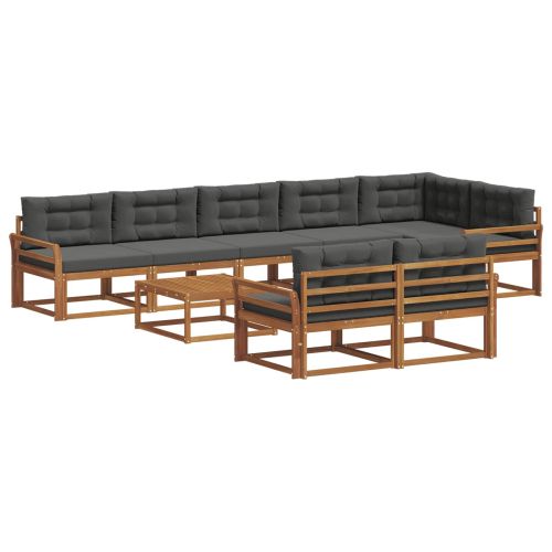 Комплект дивани за открито 9 pcs Натурален и Антрацит