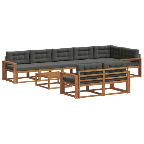 Комплект дивани за открито 9 pcs Натурален и Антрацит