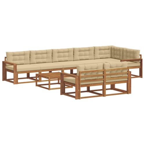 Комплект дивани за открито 9 pcs Натурален и Бежов