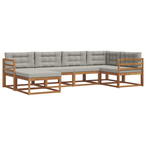 Комплект дивани за открито 6 pcs Натурално и светлосиво