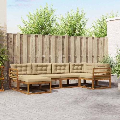 Комплект дивани за открито 6 pcs Натурален и Бежов