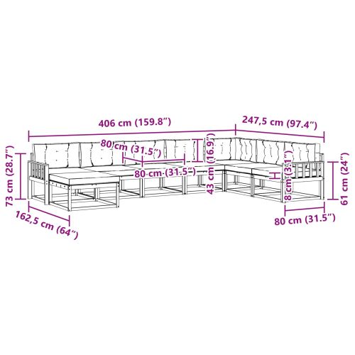 Комплект дивани за открито 8 pcs Натурален и Бежов