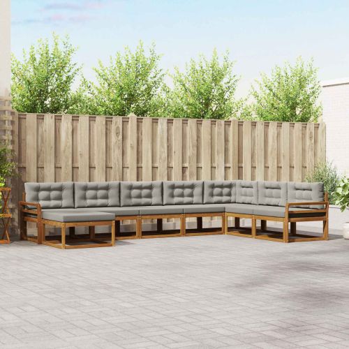 Комплект дивани за открито 8 pcs Естествено и светло сиво