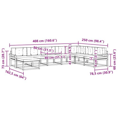 Комплект дивани за открито 8 pcs Естествено и светло сиво