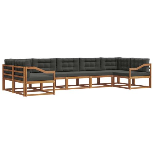 Комплект дивани за открито 7 pcs Натурален и Антрацит