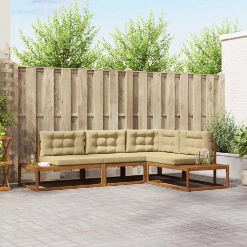 Комплект дивани за открито Натурален и Бежов