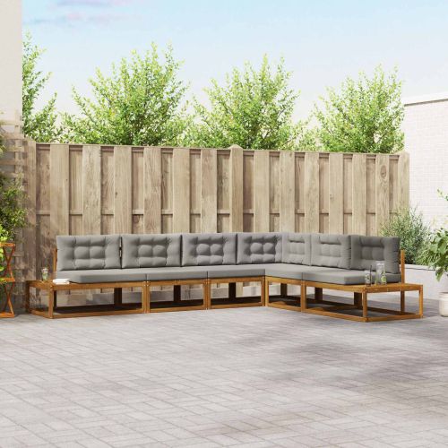 Комплект дивани за открито Естествено и светло сиво