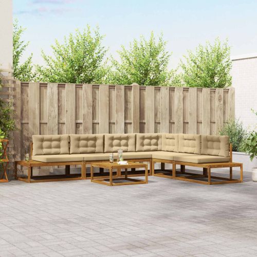 Комплект дивани за открито Натурален и Бежов