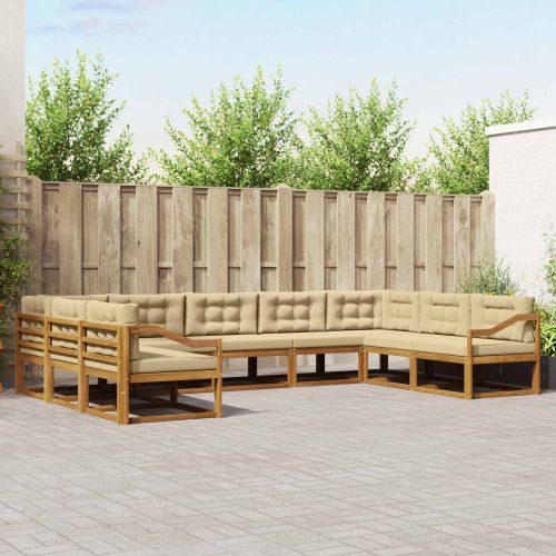 Комплект дивани за открито 9 pcs Натурален и Бежов
