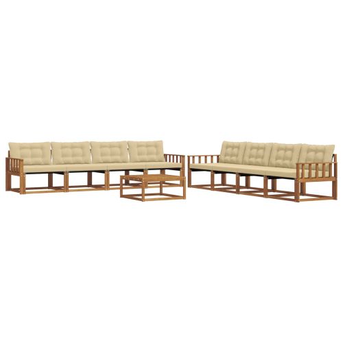 Комплект дивани за открито 9 pcs Натурален и Бежов