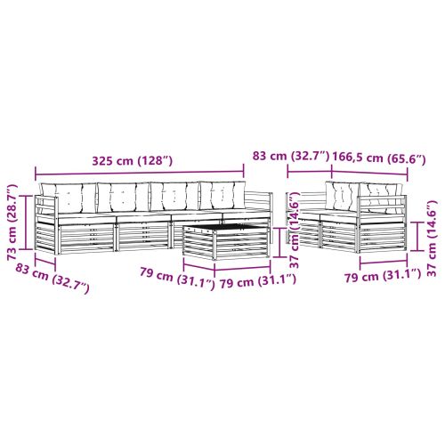 Комплект дивани за открито 7 pcs Натурален и Антрацит