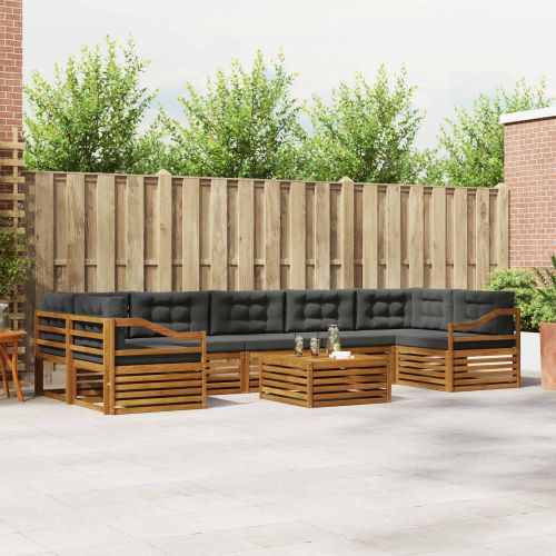 Комплект дивани за открито 8 pcs Натурален и Антрацит