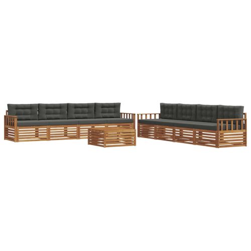 Комплект дивани за открито 9 pcs Натурален и Антрацит