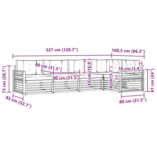 Комплект дивани за открито 5 pcs Натурален и Антрацит