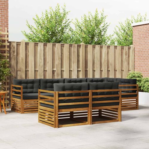 Комплект дивани за открито 7 pcs Натурален и Антрацит