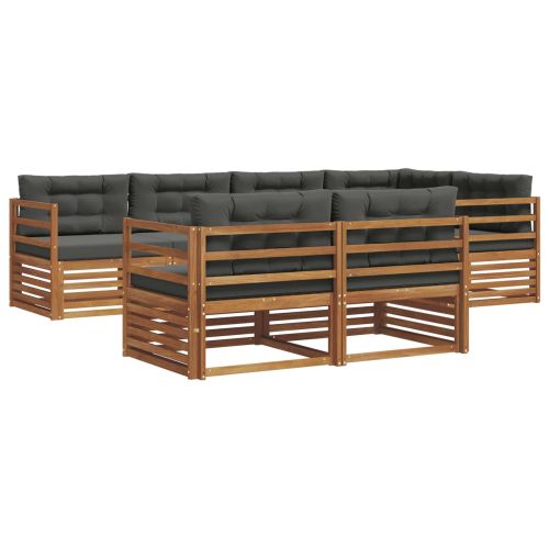 Комплект дивани за открито 7 pcs Натурален и Антрацит