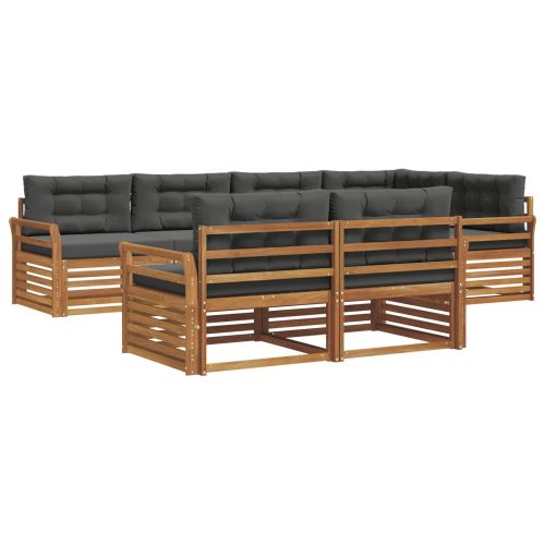 Комплект дивани за открито 7 pcs Натурален и Антрацит