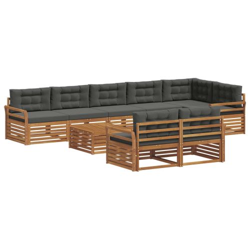 Комплект дивани за открито 9 pcs Натурален и Антрацит