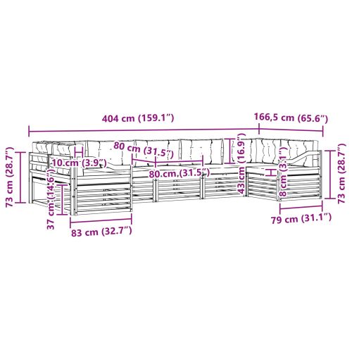 Комплект дивани за открито 7 pcs Натурален и Антрацит