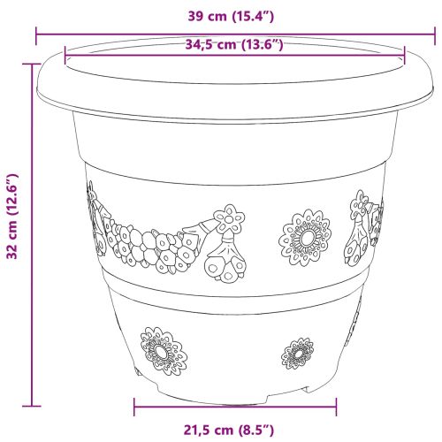 Саксии за растения 24 pcs Черно Ø 39 x 32 см Пластмаса