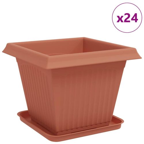 Саксии за растения 24 pcs Червено тухла 38 x 38 x 30 см