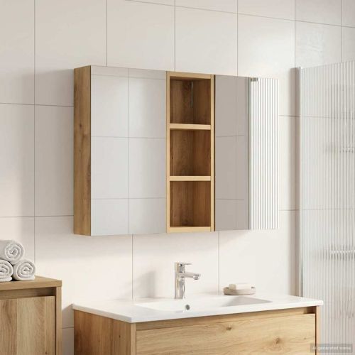 Комплект шкафове за баня с рафт с врата 3 pcs 80 x 10,5 x 50 см