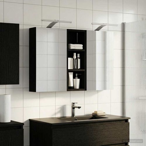 Комплект шкафове за баня с рафт с врата 3 pcs 80 x 10,5 x 50 см