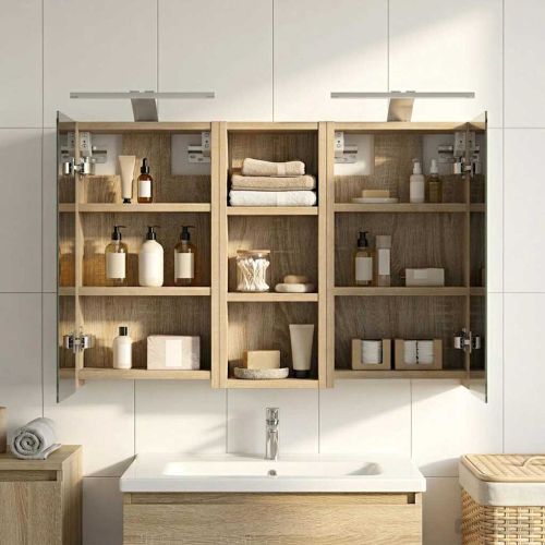 Комплект шкафове за баня с рафт с врата 3 pcs 80 x 10,5 x 50 см