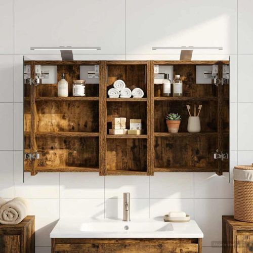 Комплект шкафове за баня с рафт с врата 3 pcs 80 x 10,5 x 50 см