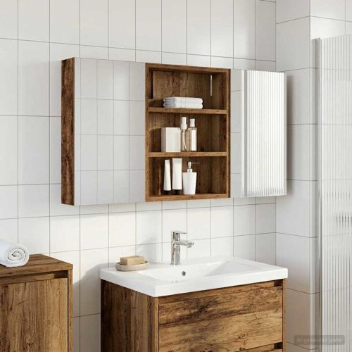 Комплект шкафове за баня с рафт 3 pcs 100 x 10,5 x 50 см