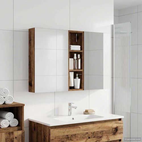 Комплект шкафове за баня с рафт 3 pcs 100 x 10,5 x 60,5 см