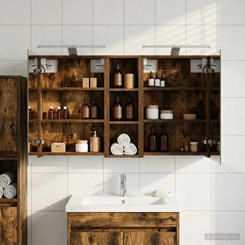 Комплект шкафове за баня с рафт 3 pcs 100 x 10,5 x 60,5 см