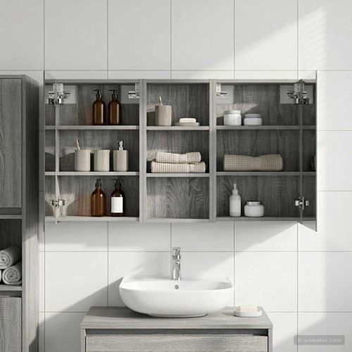 Комплект шкафове за баня с рафт 3 pcs 110 x 10,5 x 60,5 см