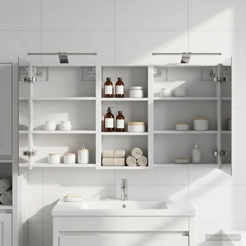 Комплект шкафове за баня с рафт 3 pcs 110 x 10,5 x 60,5 см