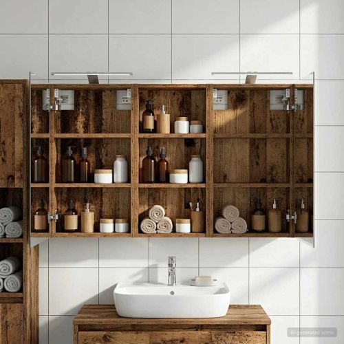 Комплект шкафове за баня с рафт 3 pcs 110 x 10,5 x 60,5 см