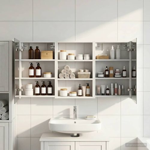 Комплект шкафове за баня с рафт 3 pcs 120 x 10,5 x 60,5 см