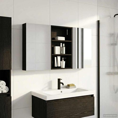 Комплект шкафове за баня с рафт 3 pcs 120 x 10,5 x 60,5 см