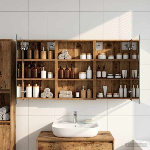 Комплект шкафове за баня с рафт 3 pcs 120 x 10,5 x 60,5 см