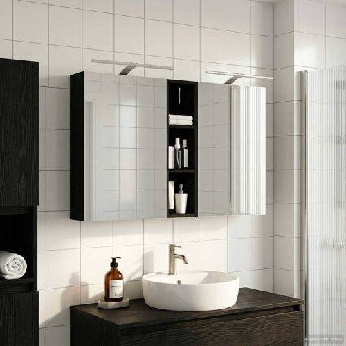 Комплект шкафове за баня с рафт 3 pcs 120 x 14,5 x 70 см