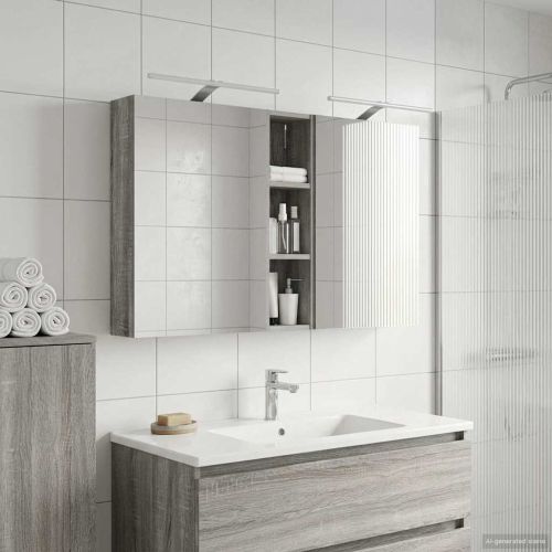 Комплект шкафове за баня с рафт 3 pcs 120 x 14,5 x 70 см