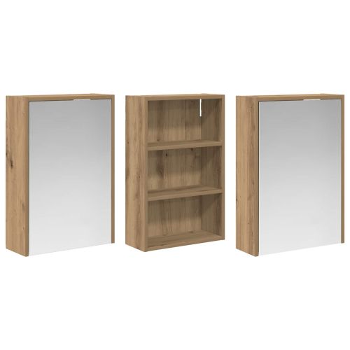 Комплект шкафове за баня с рафт 3 pcs 126 x 16 x 62.5 см