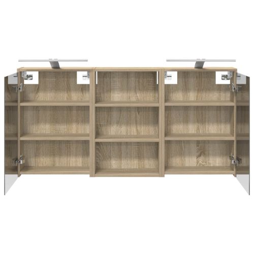 Комплект шкафове за баня с рафт 3 pcs 126 x 16 x 62.5 см