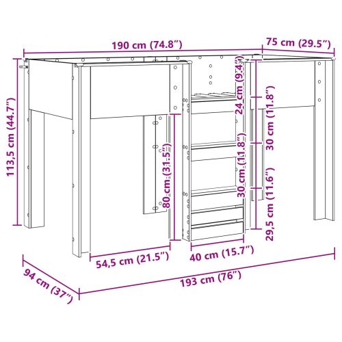 Двуетажно легло за деца Сонома дъб 75 x 190 cm
