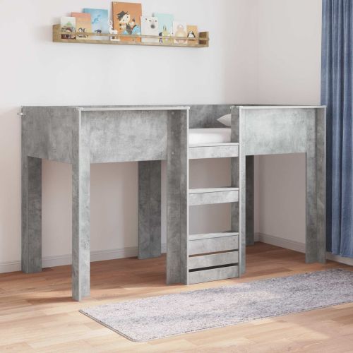Двуетажно легло за деца Циментено сиво 75 x 190 cm