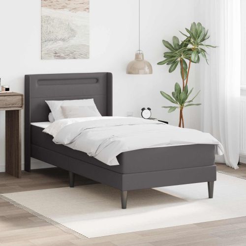 Рамка за легло с матрак Сиво 90 x 200 cm Изкуствена