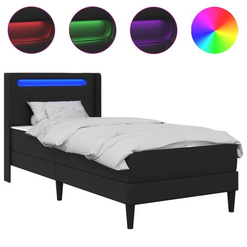 Рамка за легло с матрак Черно 90 x 200 cm Изкуствена